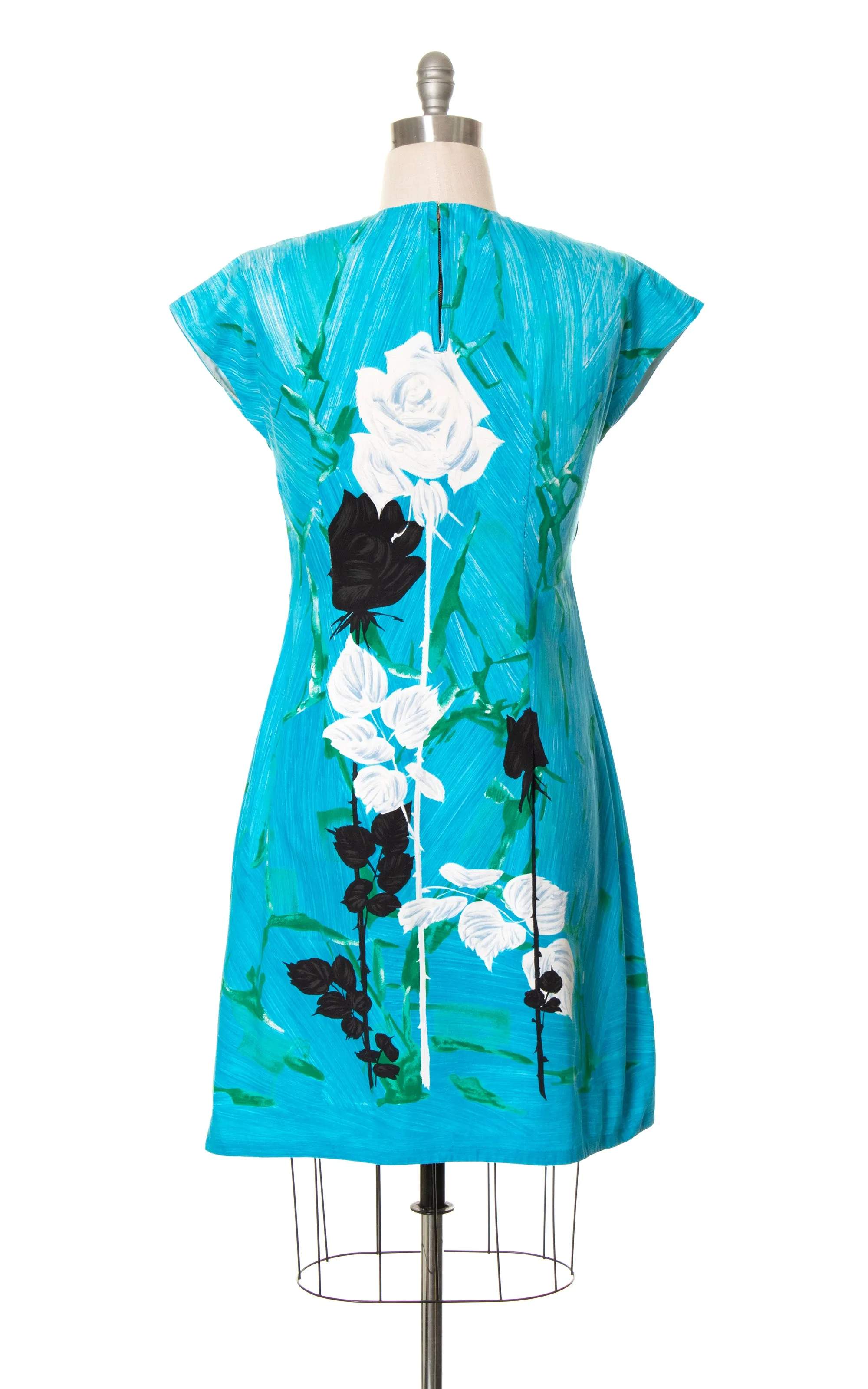 1960s Rose Print Cotton Shift Dress | medium/large