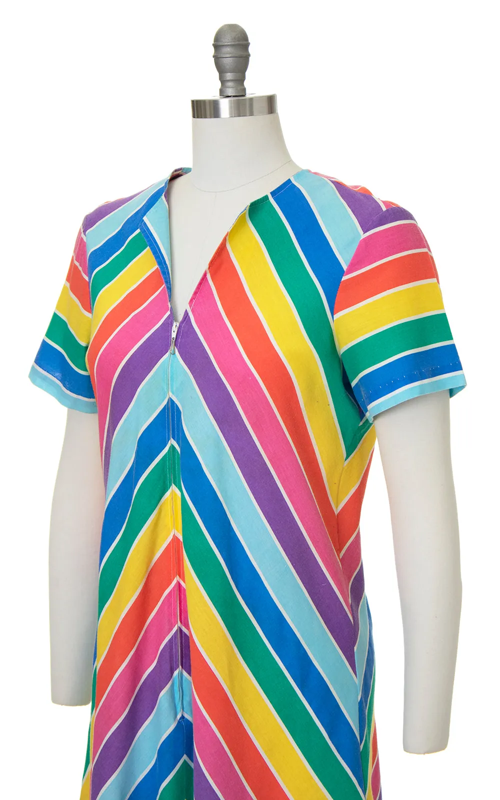 1970s 1980s Rainbow Chevron Striped Dress | medium