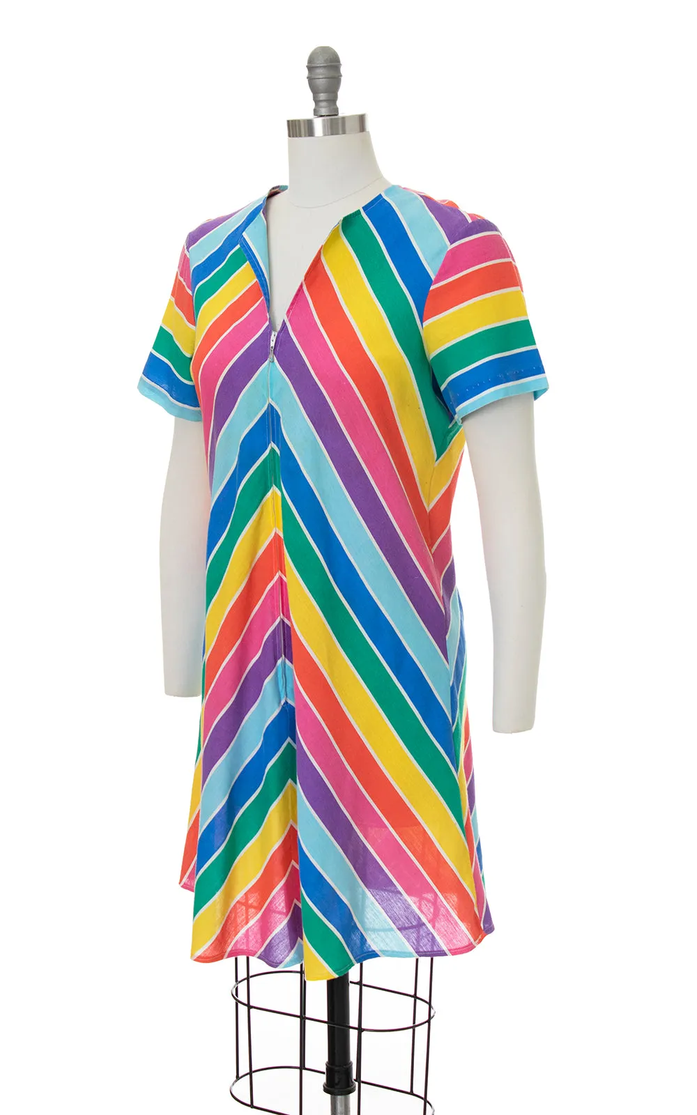 1970s 1980s Rainbow Chevron Striped Dress | medium