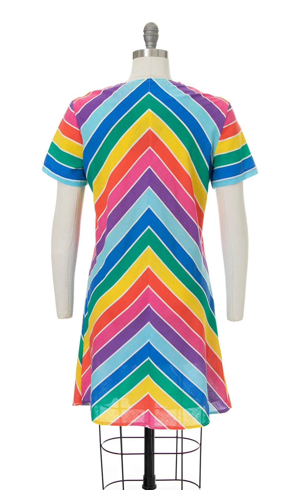 1970s 1980s Rainbow Chevron Striped Dress | medium