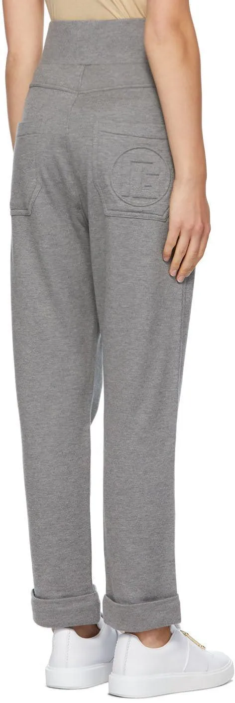 Balmain Grey Embossed Monogram Lounge Pants