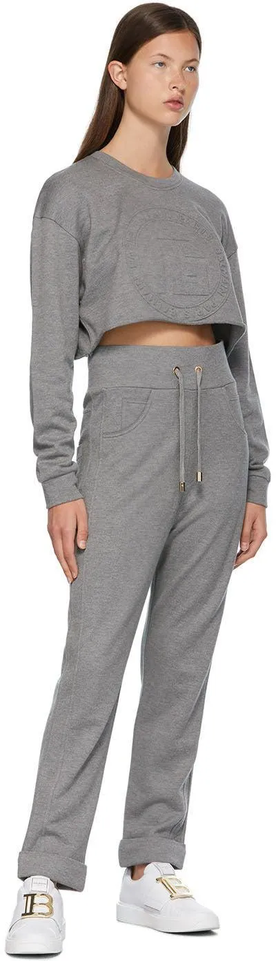 Balmain Grey Embossed Monogram Lounge Pants