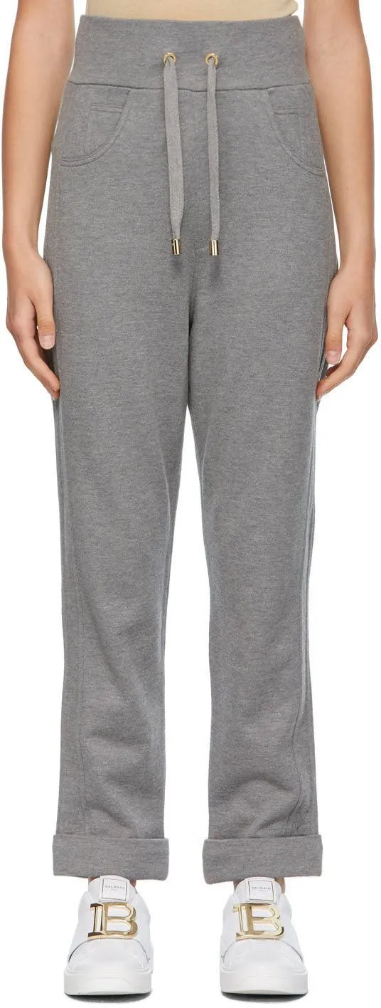 Balmain Grey Embossed Monogram Lounge Pants