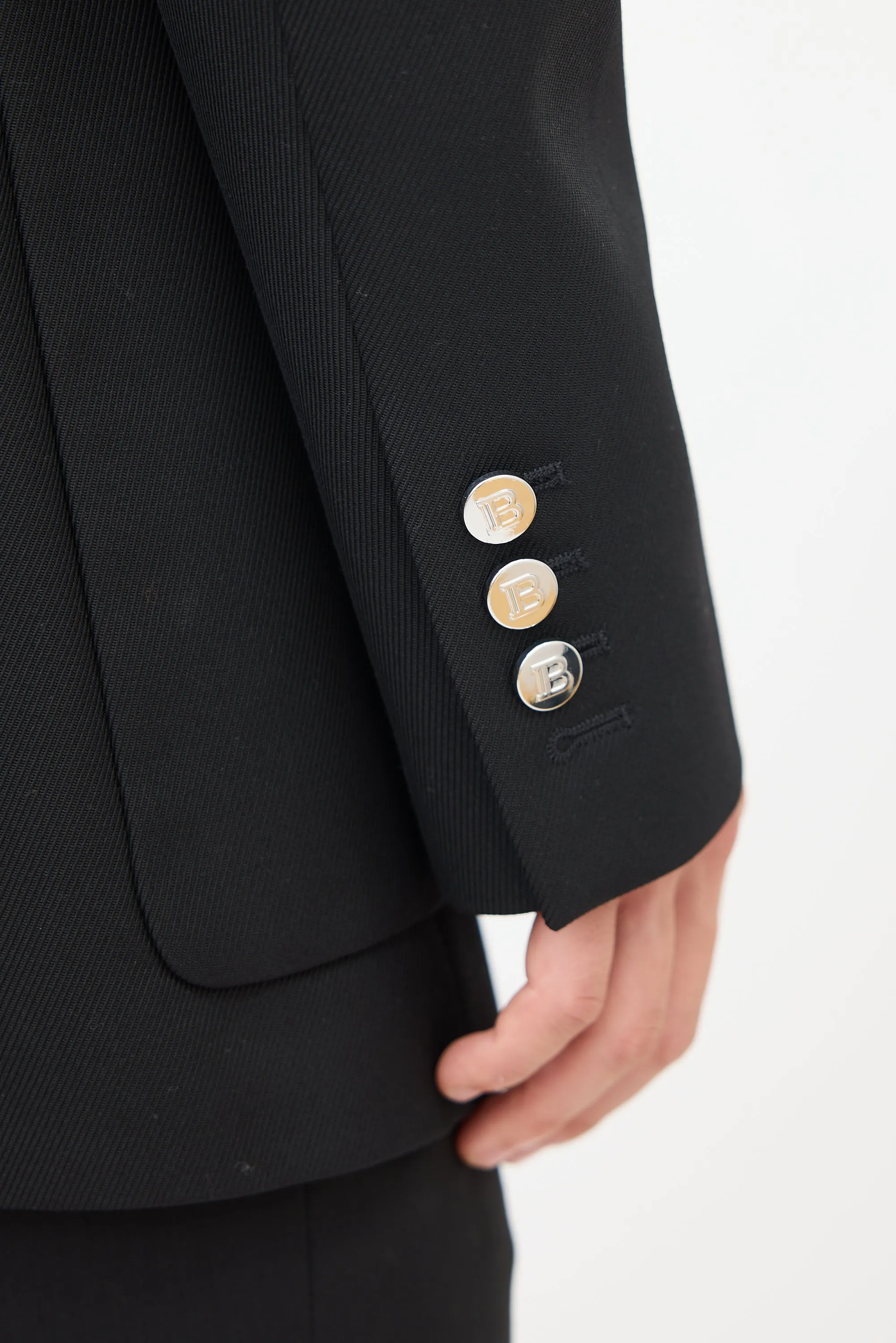 Black Wool Double Breasted Tuxedo Blazer