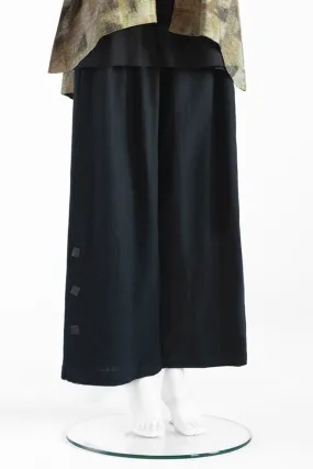 Button Palazzo Pant in Black Roma