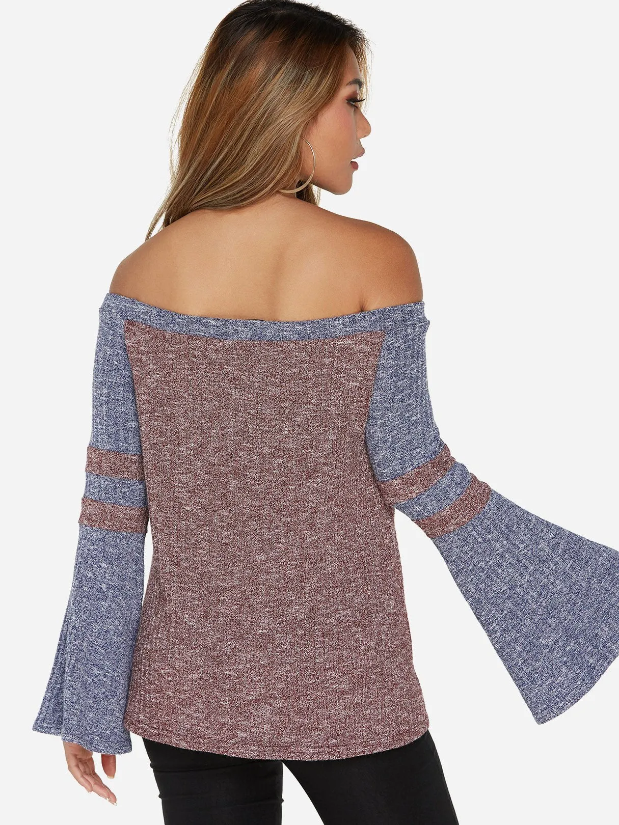 Custom Off The Shoulder Stripe Long Sleeve T-Shirts