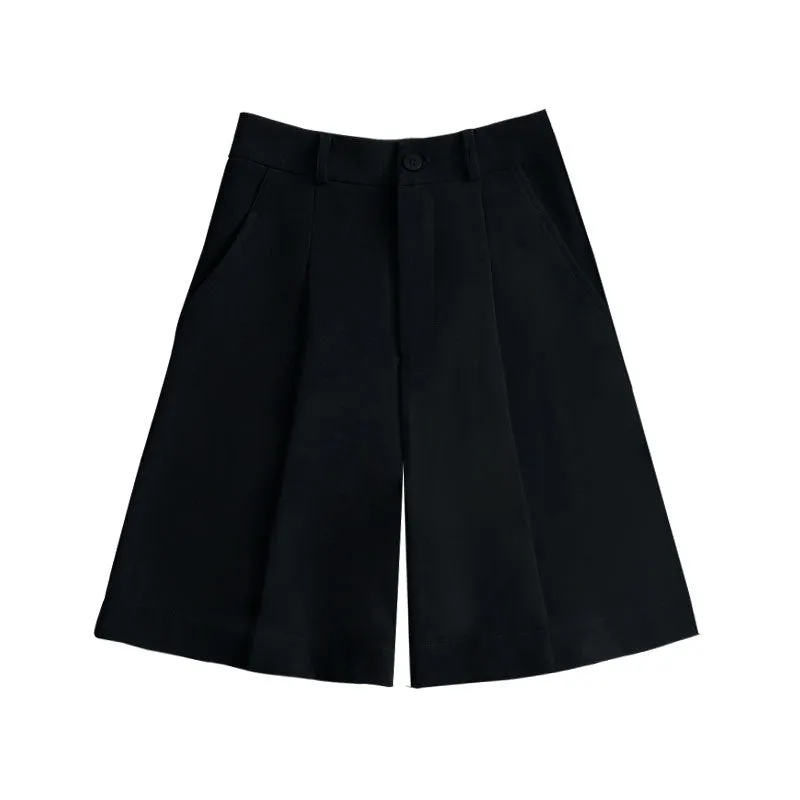 Drape Suits Shorts Women Summer Loose High Waist Bermuda Plus Size Pants A-Line Casual Straight Wide Leg Bermuda Shorts
