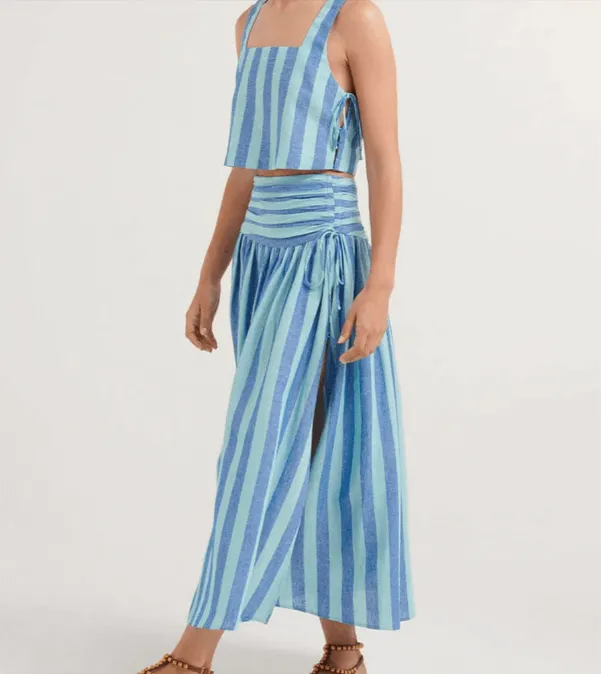 Elegant Lace Top & Pleated Midi Skirt Set