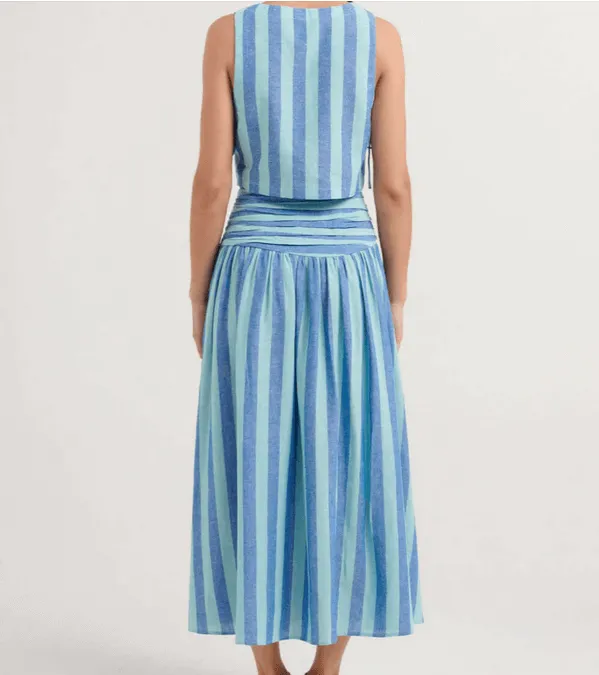 Elegant Lace Top & Pleated Midi Skirt Set