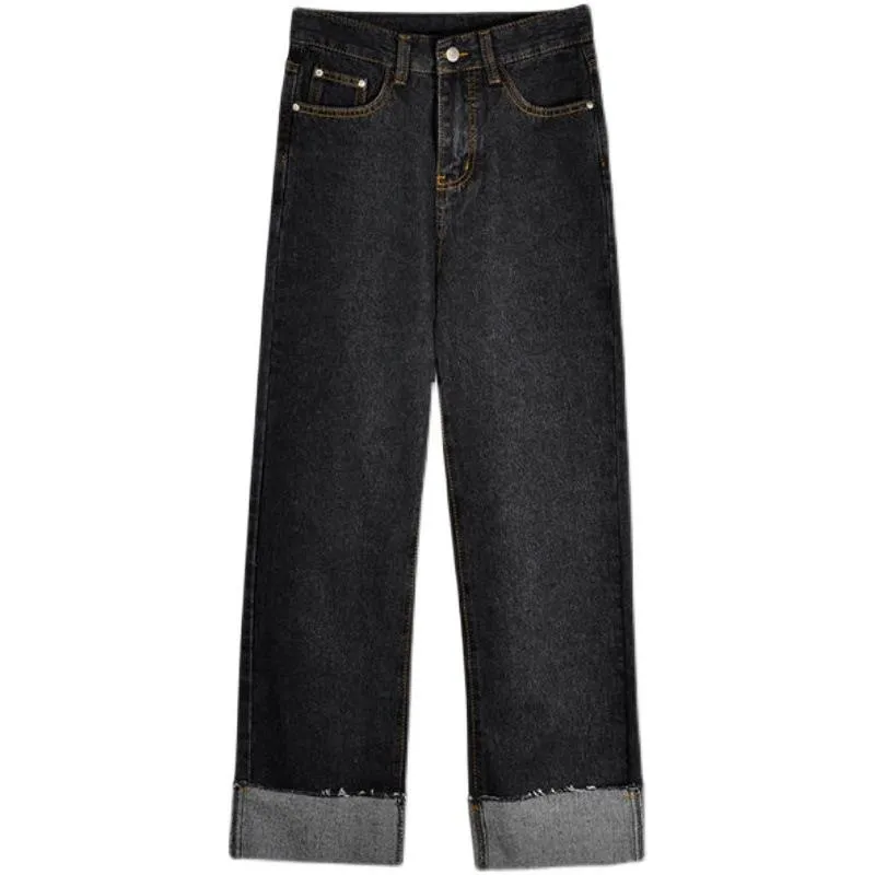 Hong Kong Sets Women Vintage chic Trendy Sweater Denim Wide-legged Pants Two-Piece Outerwear