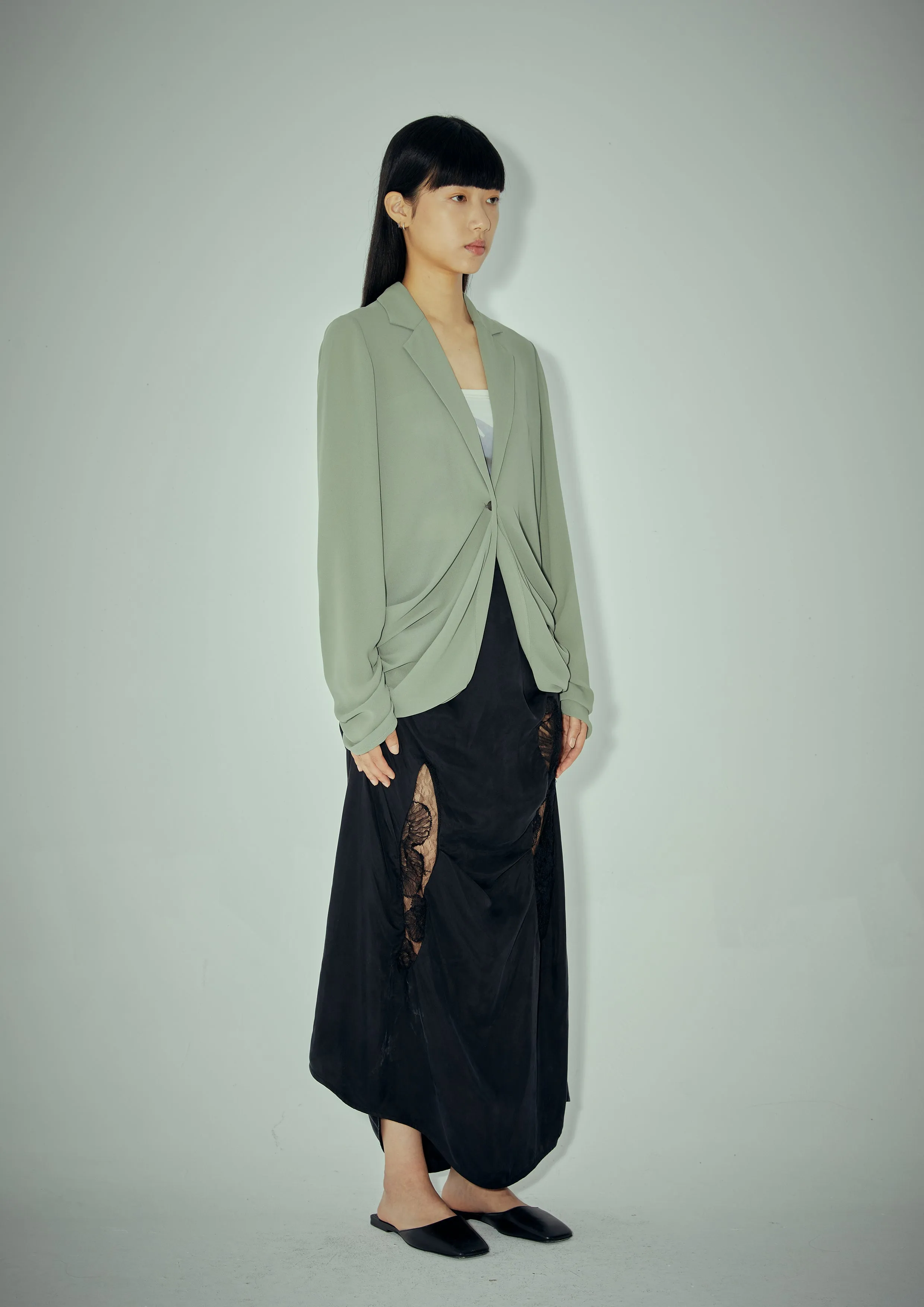 Knee Hollow Pleated Skirt