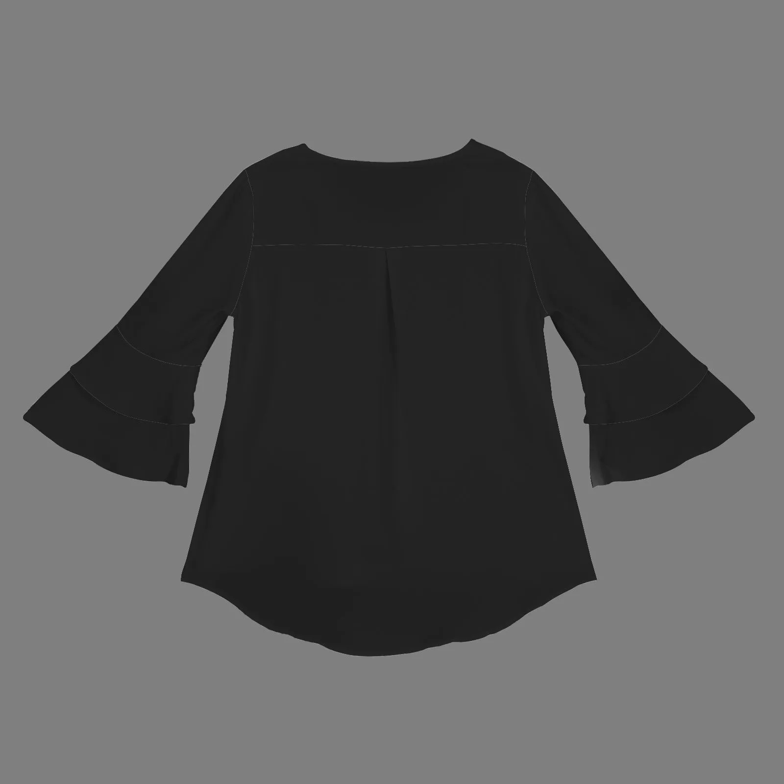 Layered Flare Sleeve Blouse Black