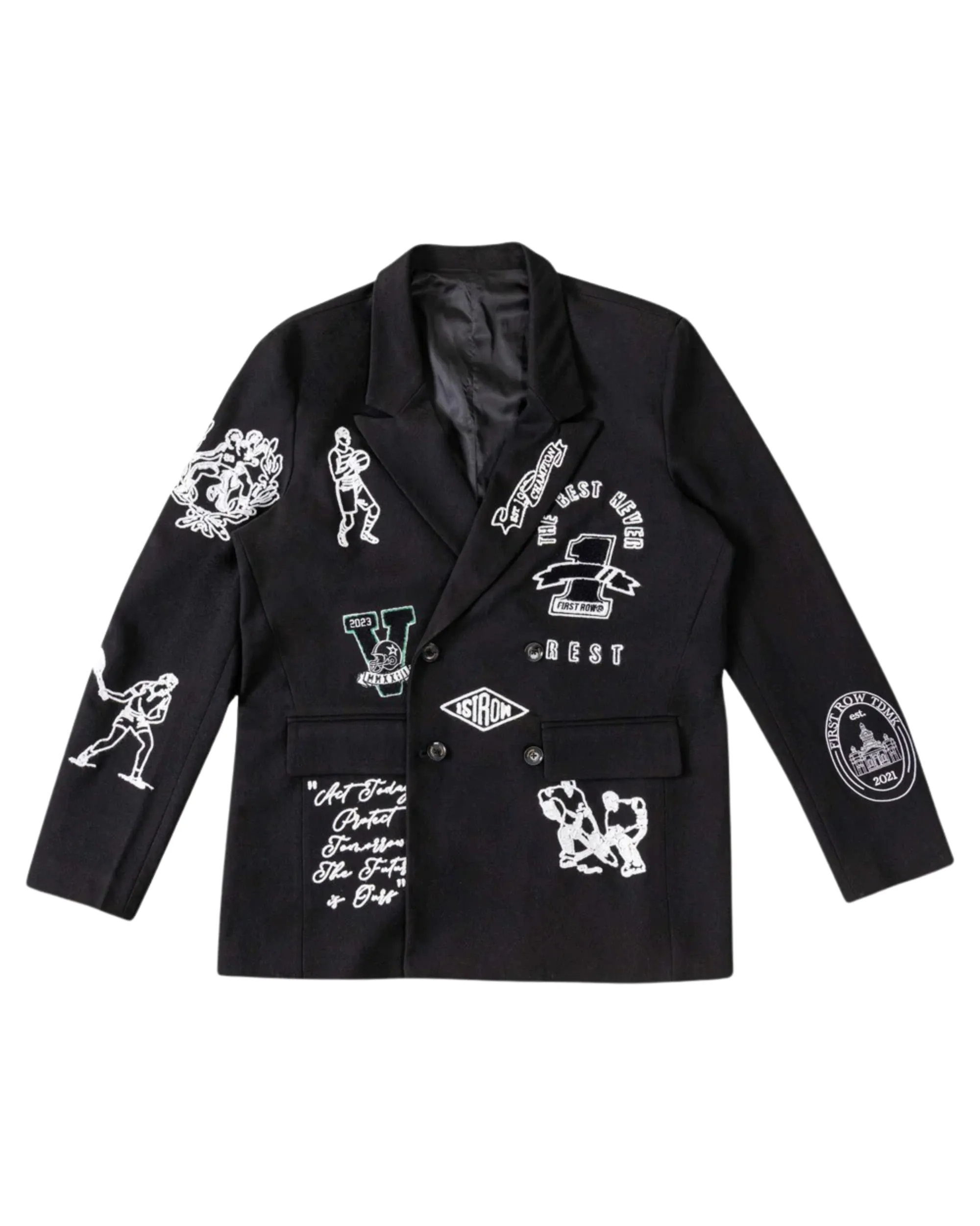Multi Patches Double Breasted Blazer