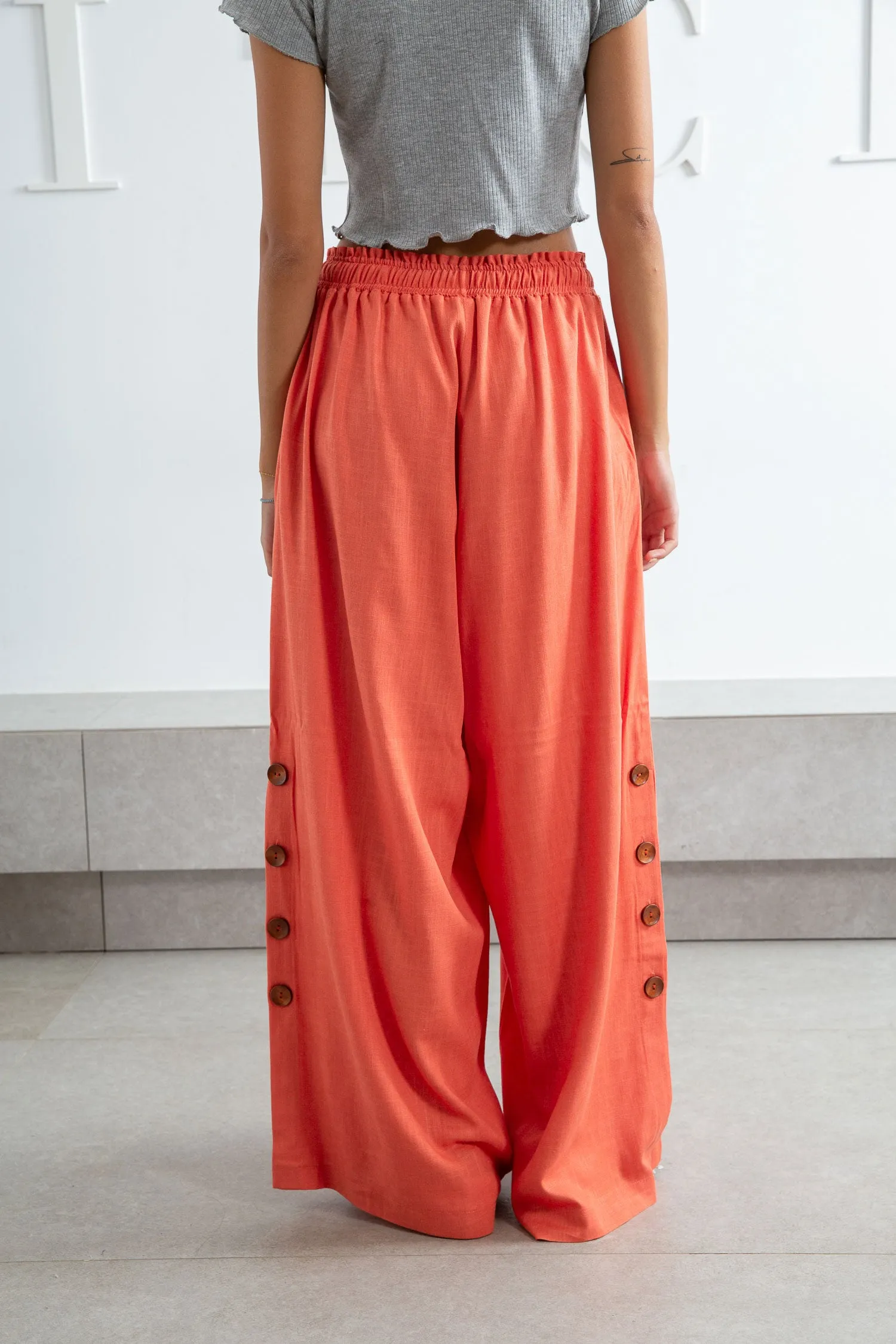 Orange Side Slit Pants - Zola
