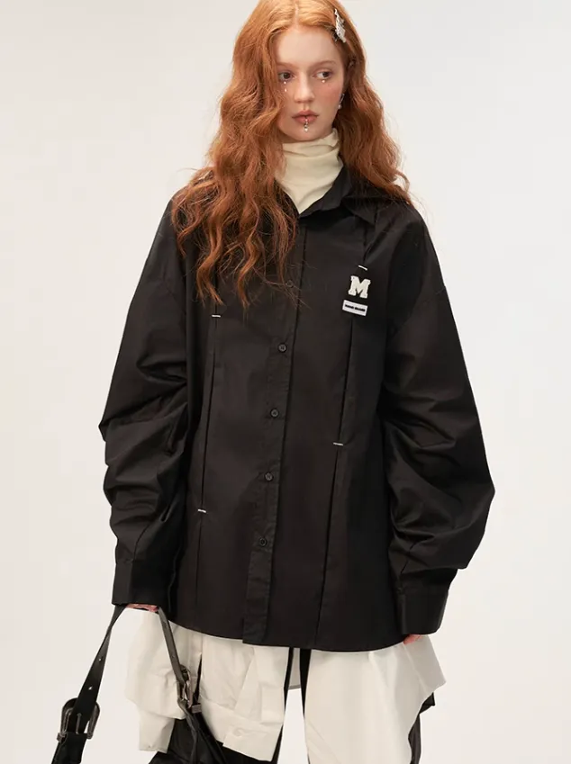 Pleated Hooded Shirt Deconstructed Dark