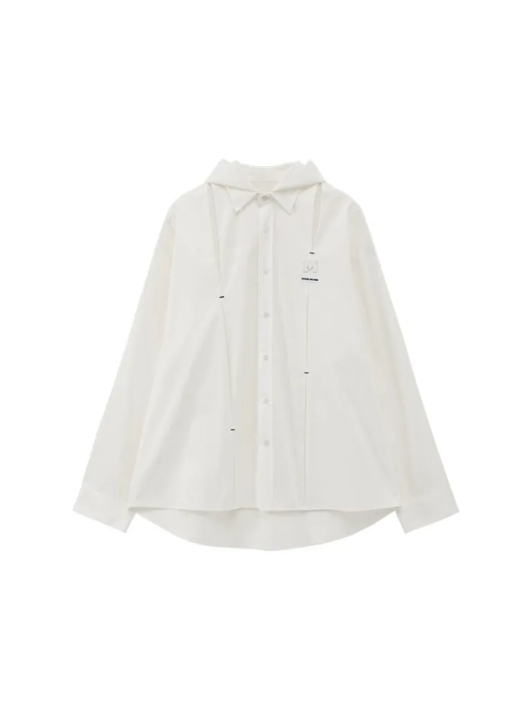 Pleated Hooded Shirt Deconstructed Dark