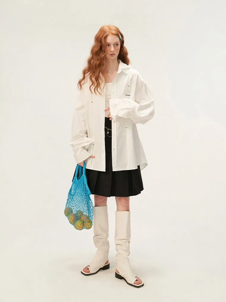 Pleated Hooded Shirt Deconstructed Dark
