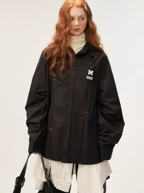 Pleated Hooded Shirt Deconstructed Dark