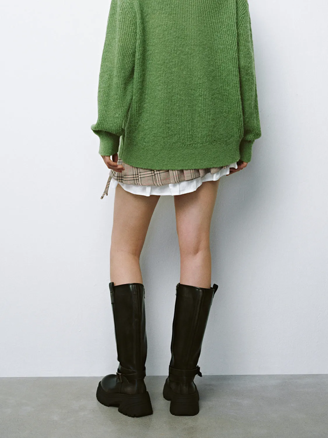 Pleated Lace Up Front Mini Skirts