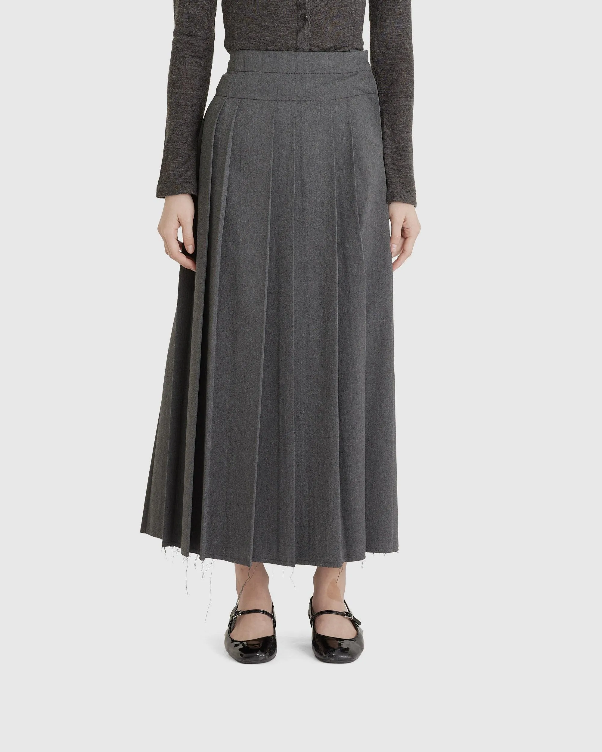 Pleated Wrap Maxi Skirt