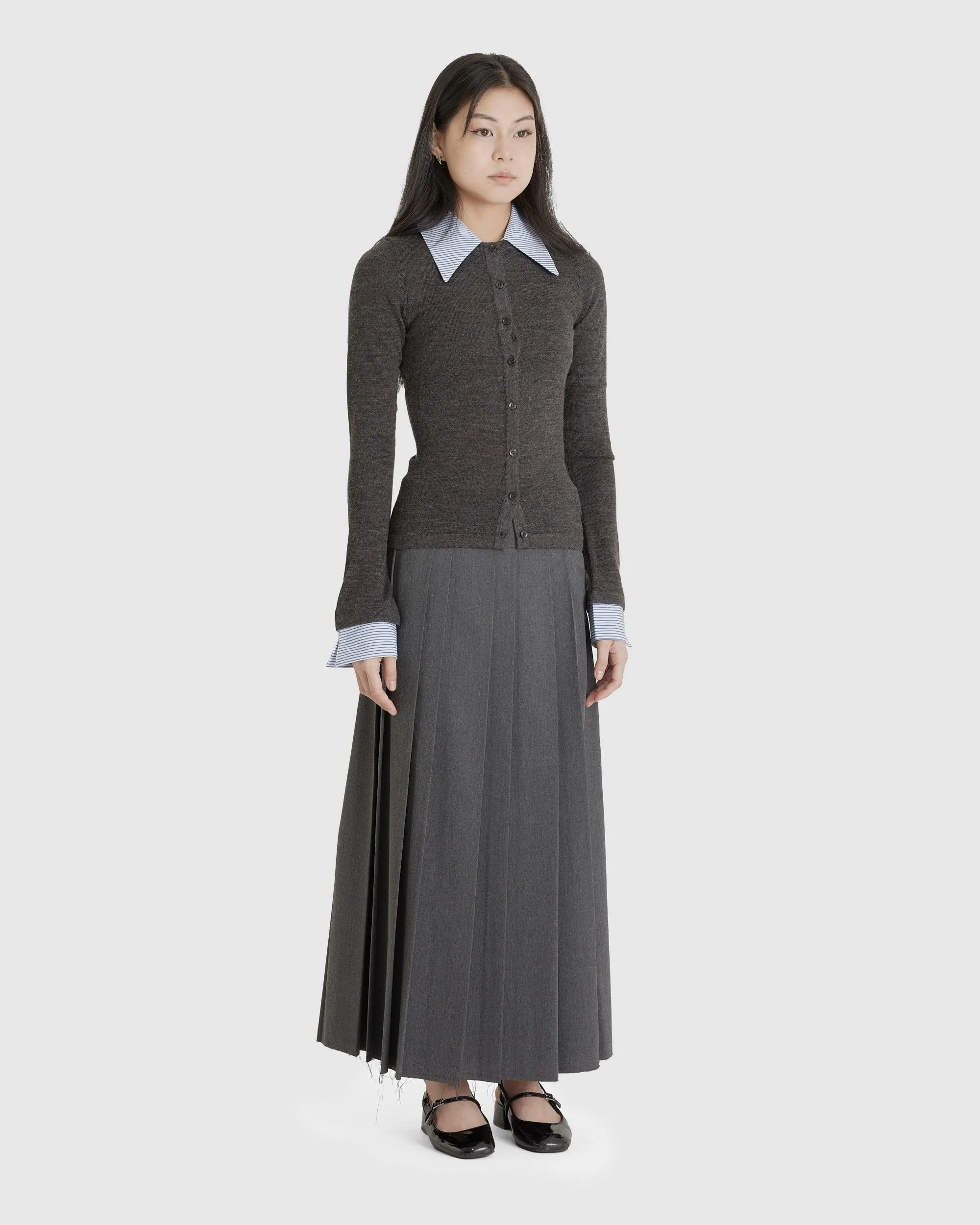 Pleated Wrap Maxi Skirt