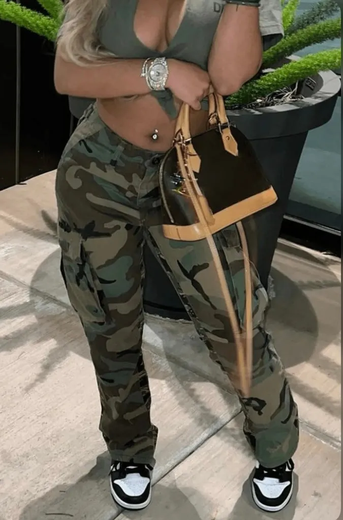 Straight-leg Camouflage Casual Pants