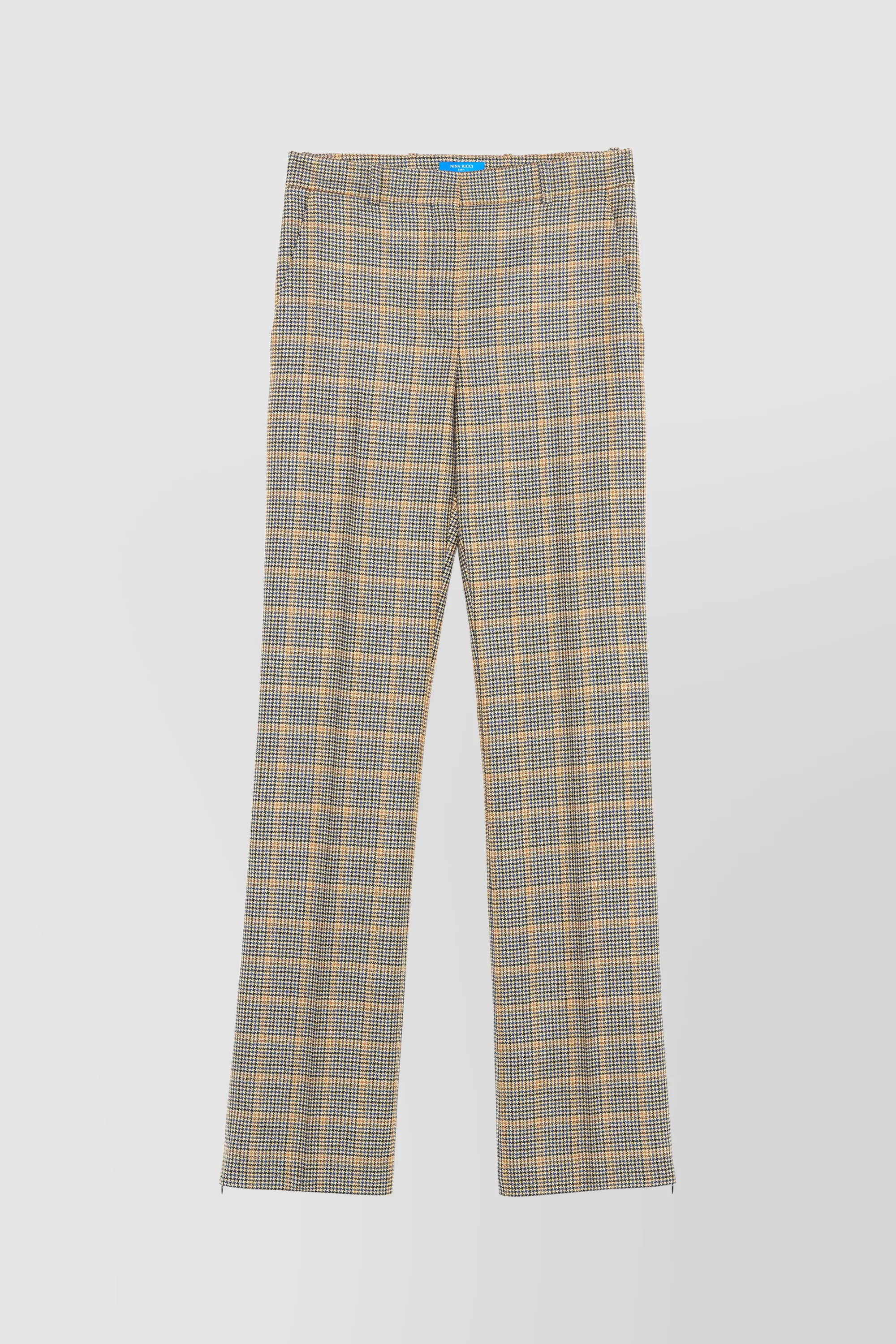 Straight leg check wool pants