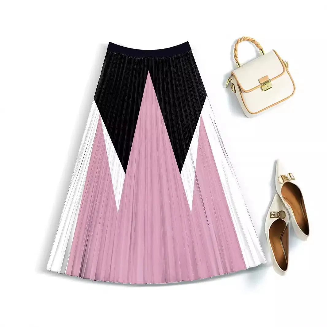 Vacation Style Skirt Slimming Pleated Skirt Printed