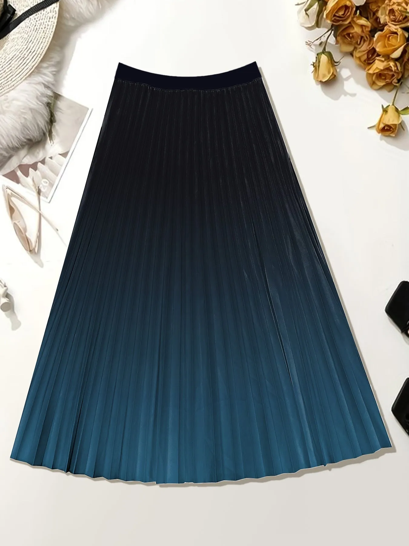 Vacation Style Skirt Slimming Pleated Skirt Printed