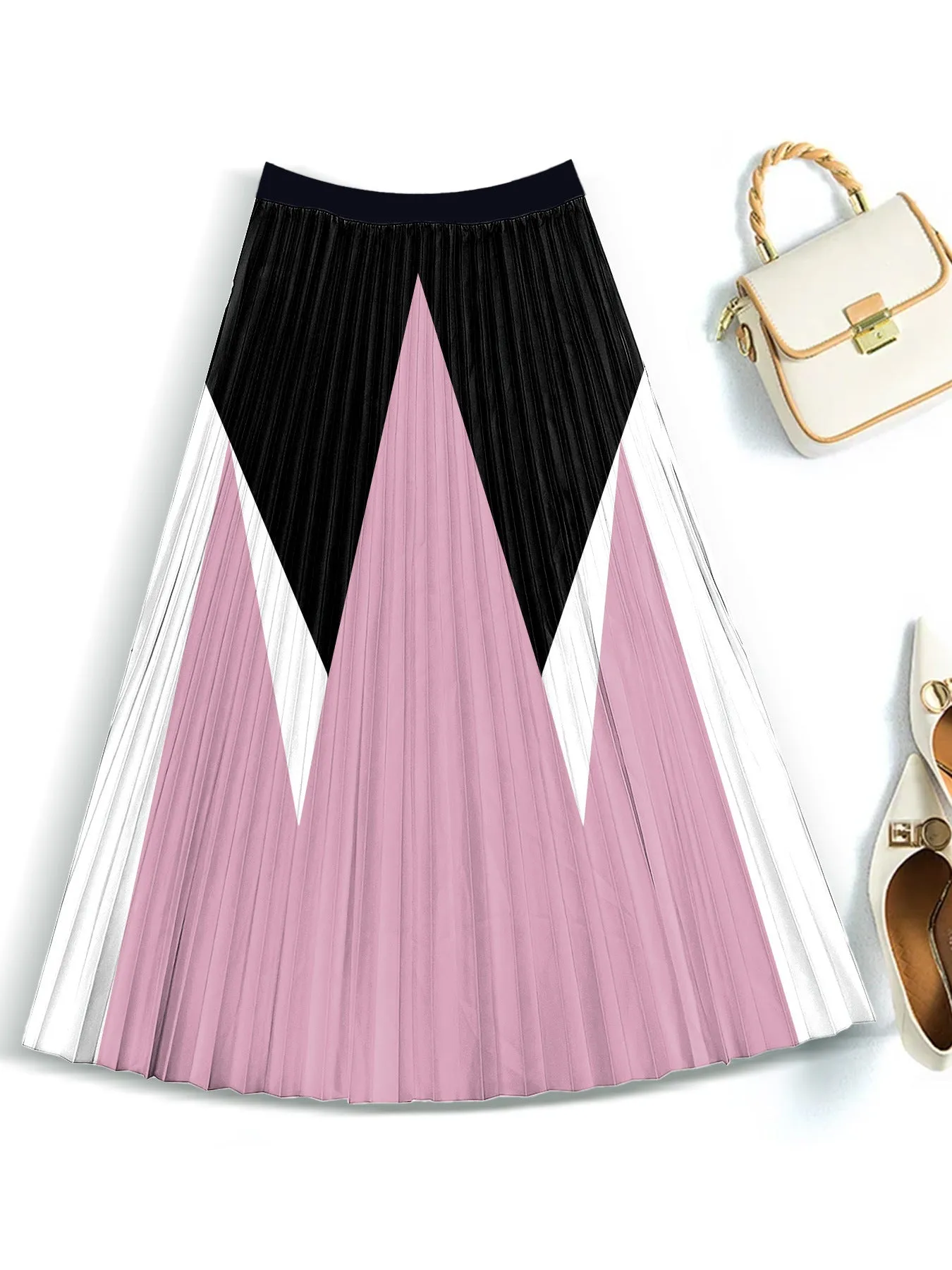 Vacation Style Skirt Slimming Pleated Skirt Printed