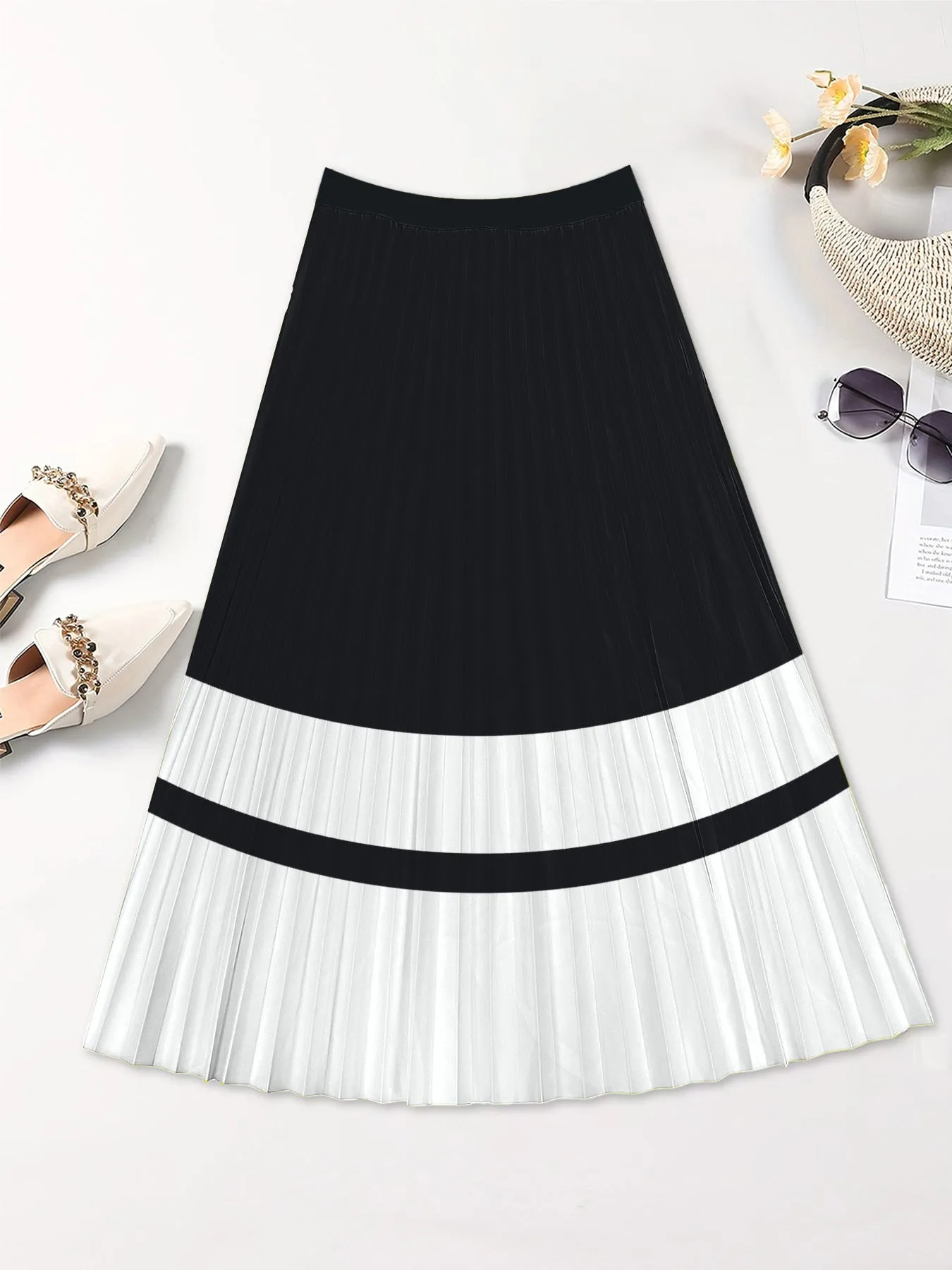 Vacation Style Skirt Slimming Pleated Skirt Printed