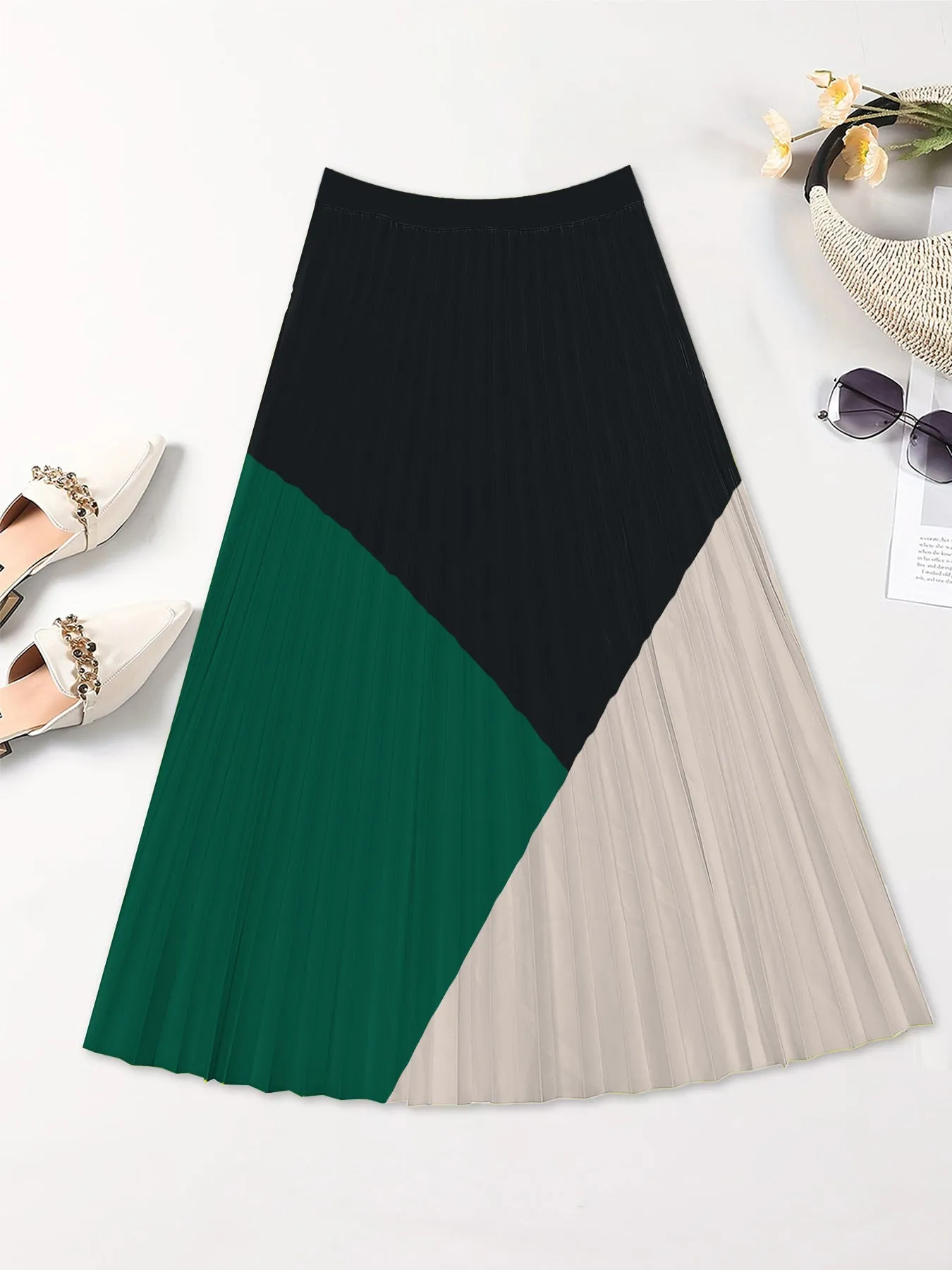 Vacation Style Skirt Slimming Pleated Skirt Printed
