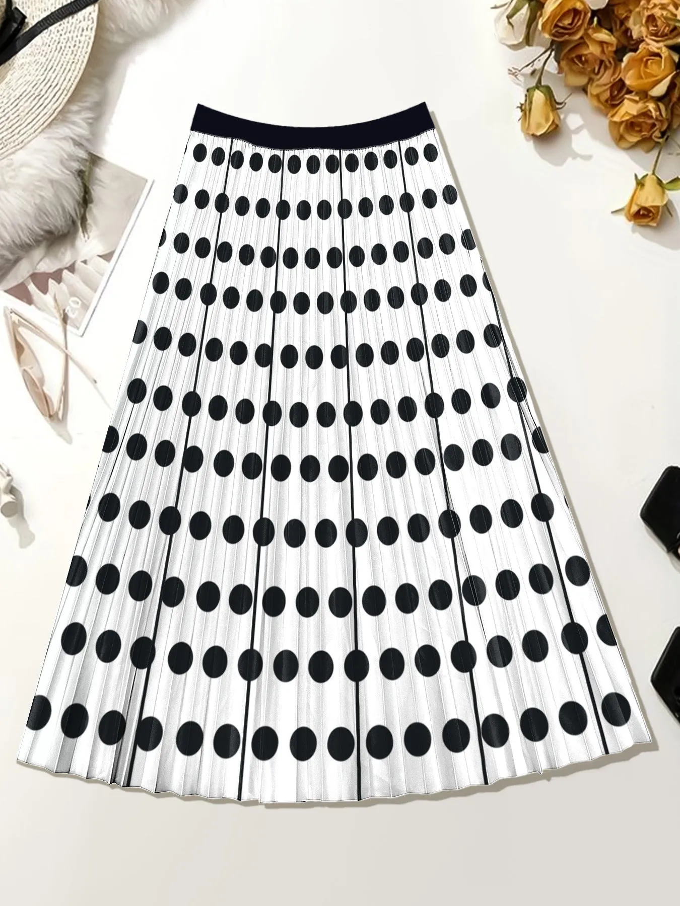 Vacation Style Skirt Slimming Pleated Skirt Printed