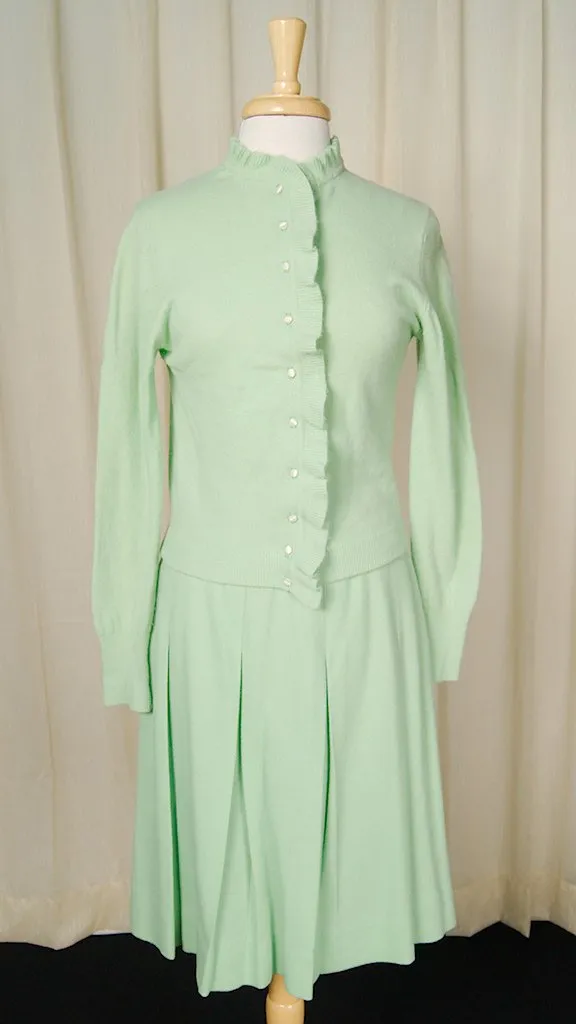 Vintage 1950s Mint Pleated Skirt
