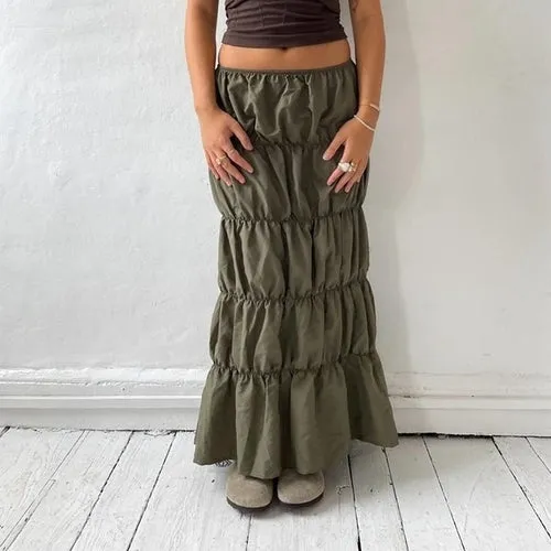 Vintage Green Pleated Korean Fashion Skirts
