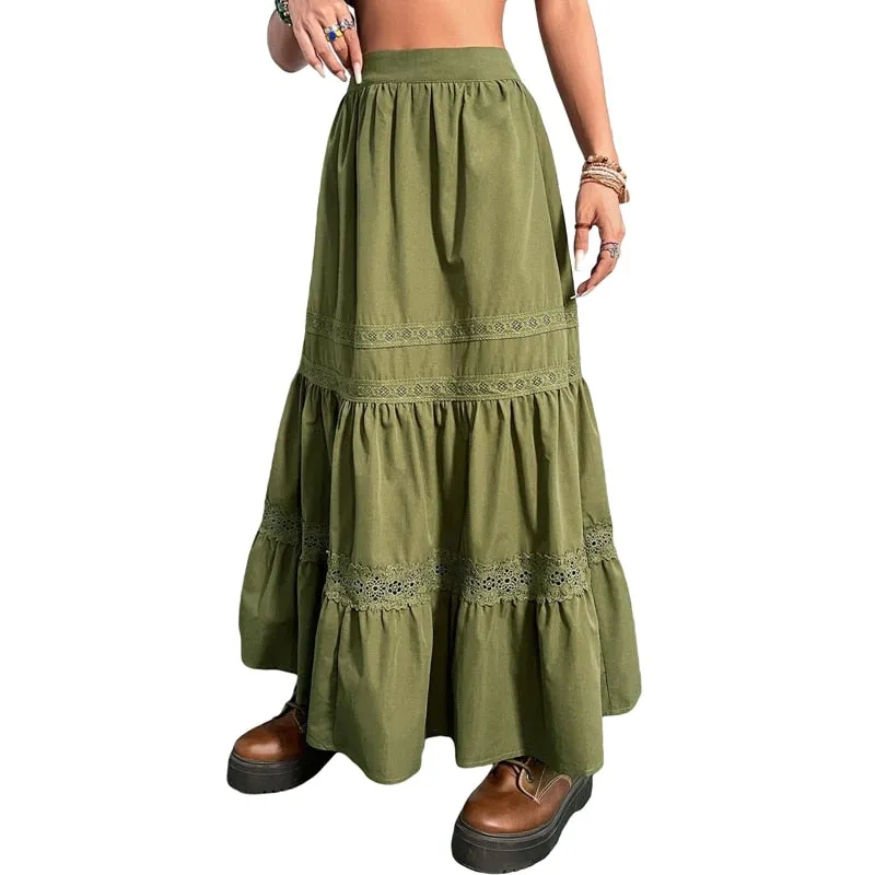 Vintage Green Pleated Korean Fashion Skirts