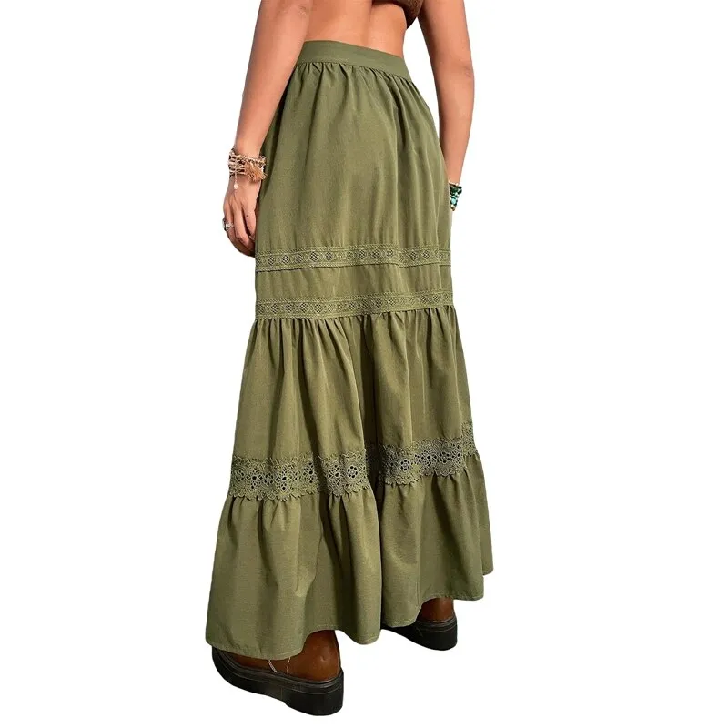 Vintage Green Pleated Korean Fashion Skirts
