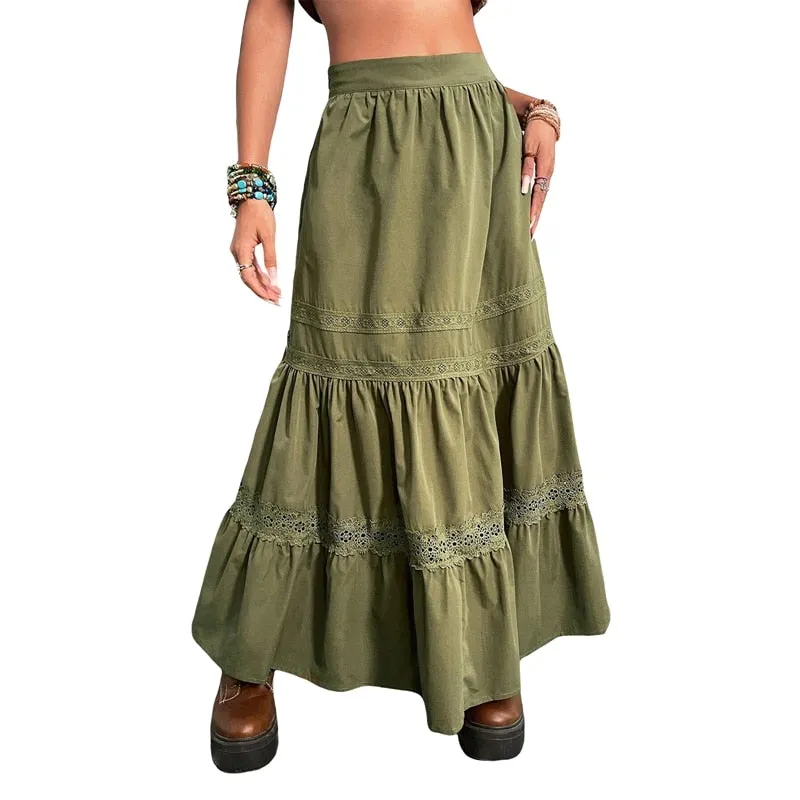 Vintage Green Pleated Korean Fashion Skirts
